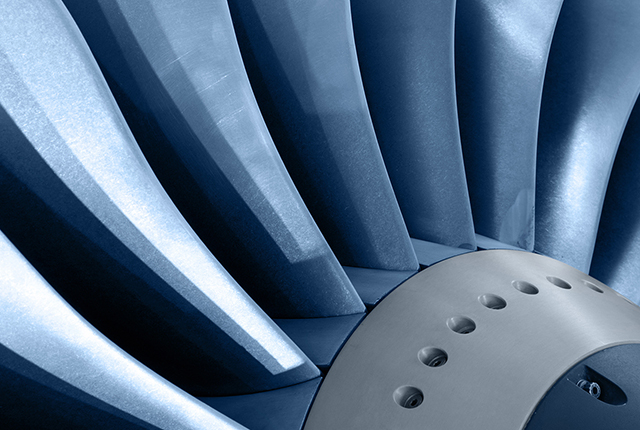 close up of engine turbine